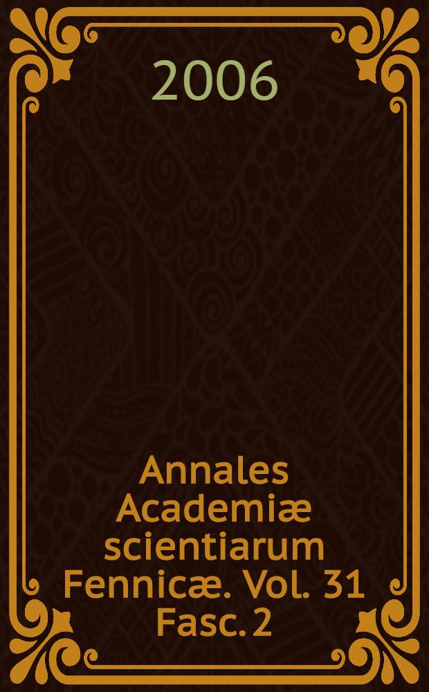 Annales Academiæ scientiarum Fennicæ. Vol. 31 Fasc. 2