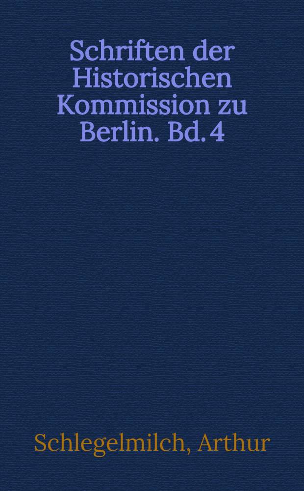 Schriften der Historischen Kommission zu Berlin. Bd. 4 : Hauptstadt im Zonendeutschland = Столица в зонах Германии. Возникновение берлинской послевоенной демократии, 1945-1949.
