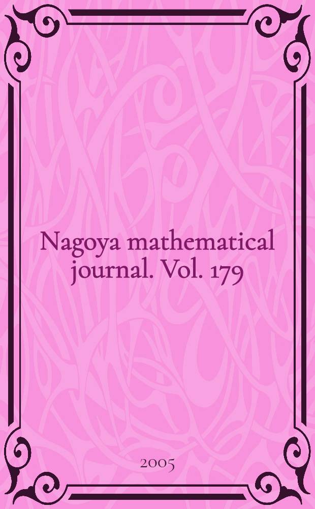 Nagoya mathematical journal. Vol. 179