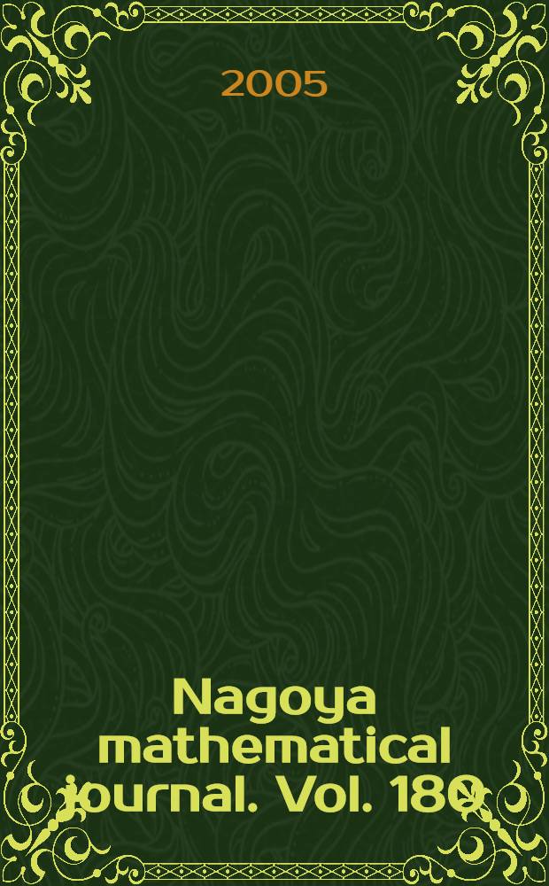 Nagoya mathematical journal. Vol. 180