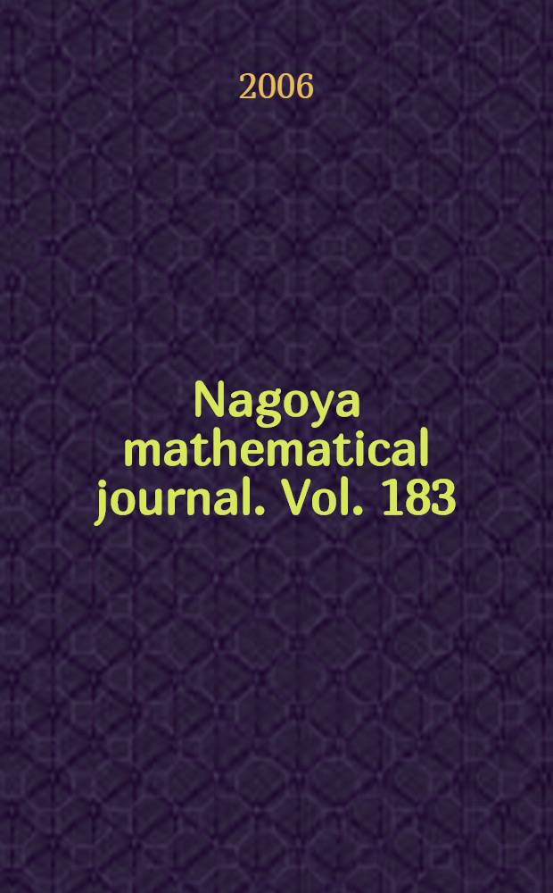 Nagoya mathematical journal. Vol. 183