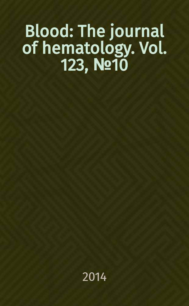 Blood : The journal of hematology. Vol. 123, № 10
