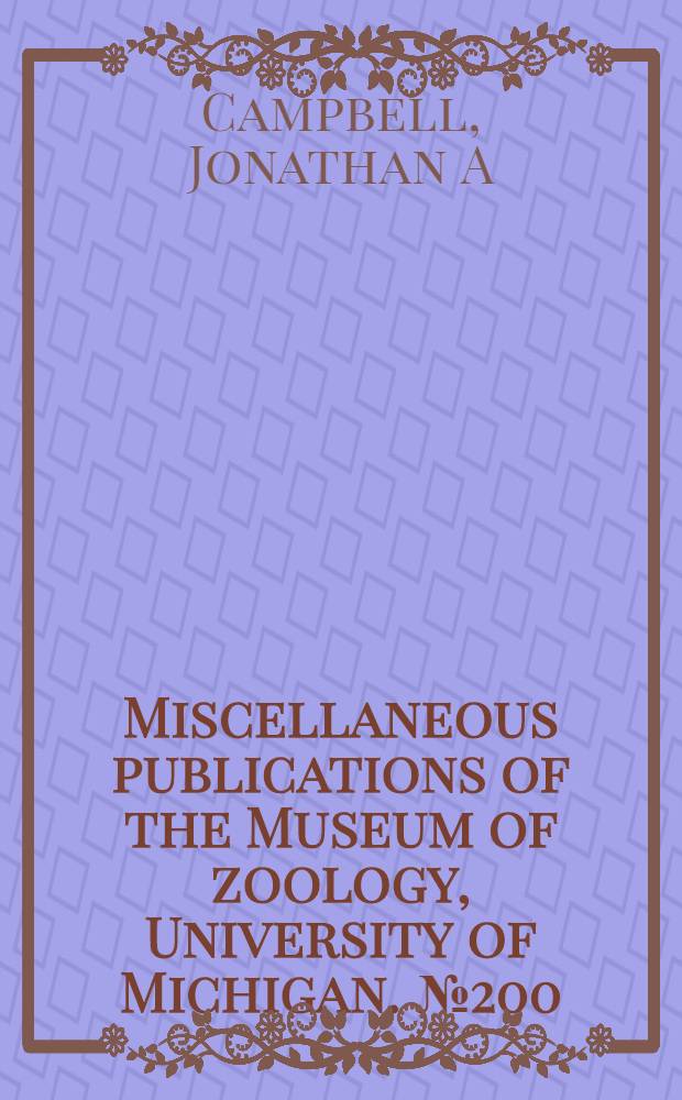 Miscellaneous publications [of the] Museum of zoology, University of Michigan. № 200 : New salamanders (Caudata: Plethodontidae) from Guatemala, with miscellaneous notes on known species = Новые саламандры Гватемалы