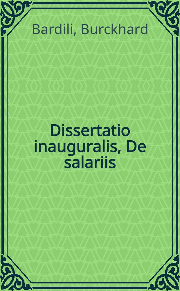 Dissertatio inauguralis, De salariis