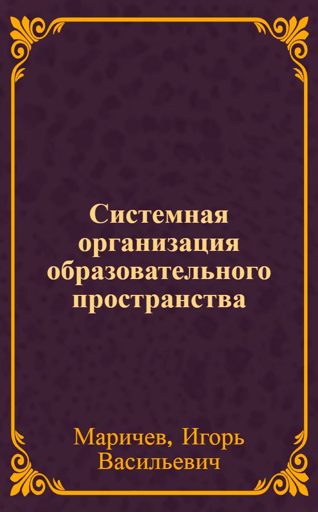 Системная организация образовательного пространства : монография