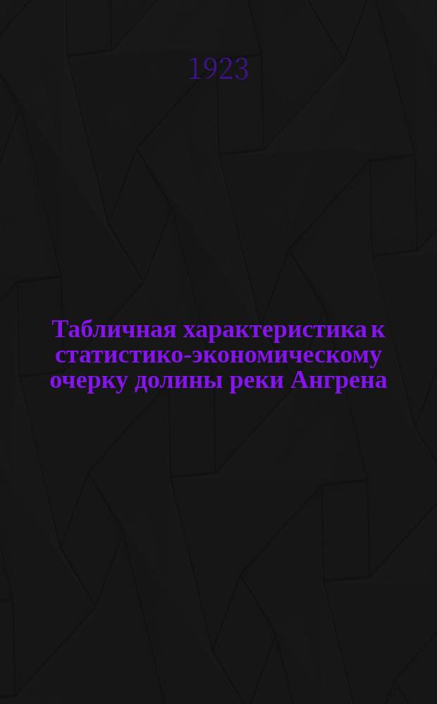 Табличная характеристика к статистико-экономическому очерку долины реки Ангрена : 1923 г