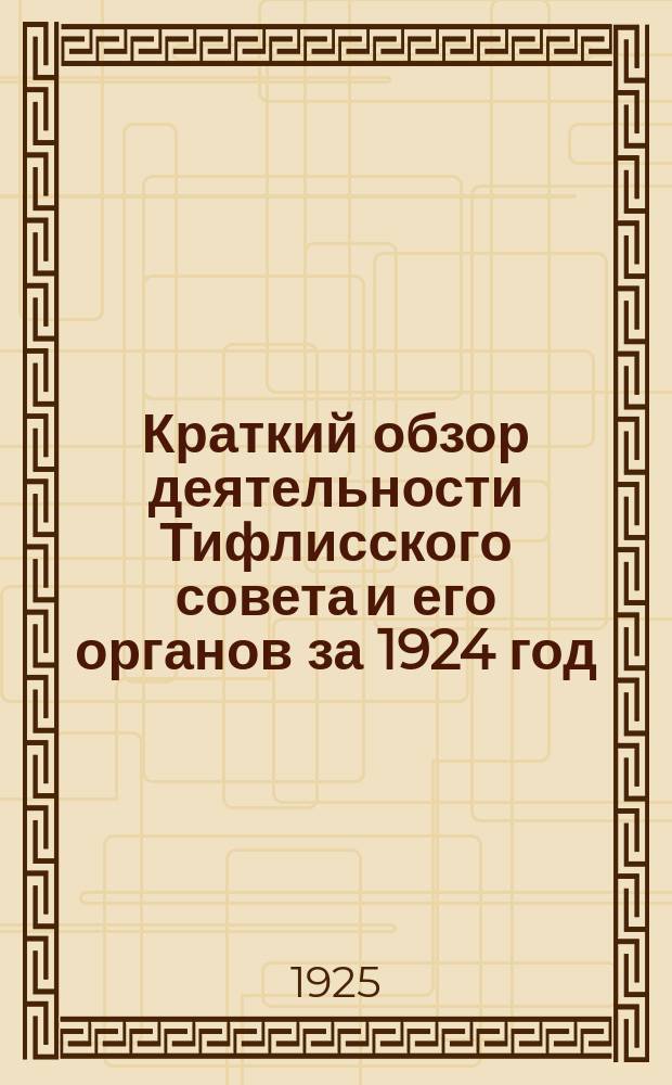 Краткий обзор деятельности Тифлисского совета и его органов за 1924 год