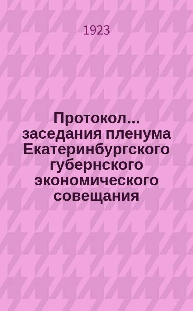 Протокол... заседания пленума Екатеринбургского губернского экономического совещания. ...№ 55 очередного заседания пленума...