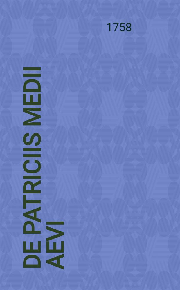 De patriciis medii aevi