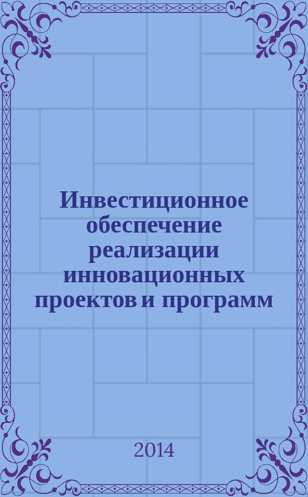 Инвестиционное обеспечение реализации инновационных проектов и программ : монография