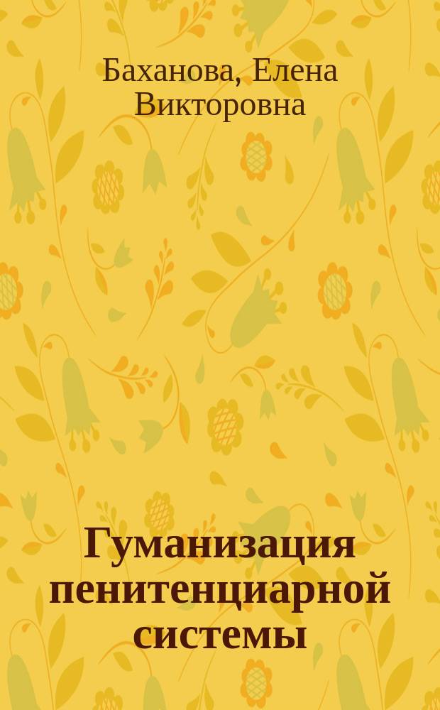 Гуманизация пенитенциарной системы : социологический аспект : монография