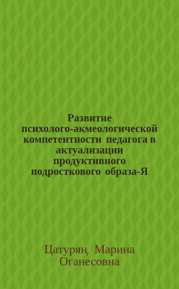 Развитие психолого-акмеологической компетентности педагога в актуализации продуктивного подросткового образа-Я : автореф. дис. на соиск. учен. степ. к.психол.н. : специальность 19.00.13 <Психология развития, акмеология>