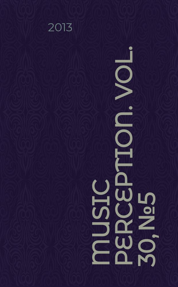 Music perception. Vol. 30, № 5