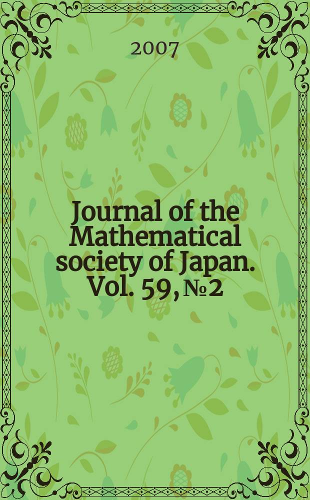 Journal of the Mathematical society of Japan. Vol. 59, № 2