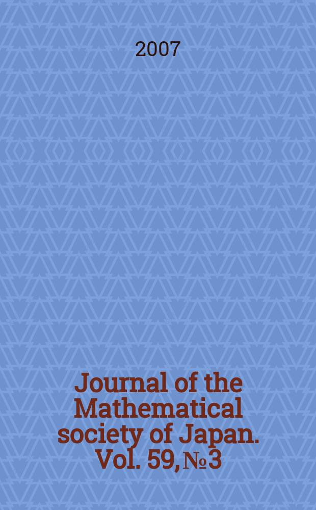 Journal of the Mathematical society of Japan. Vol. 59, № 3
