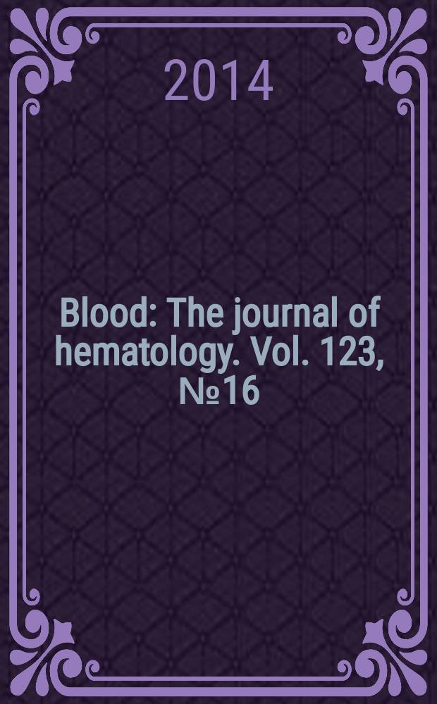 Blood : The journal of hematology. Vol. 123, № 16