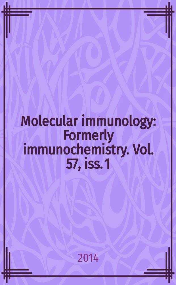 Molecular immunology : Formerly immunochemistry. Vol. 57, iss. 1 : The pathogenesis of ankylosing spondylitis = Специальный выпуск: патогенез анкилозирующего спондилита: HLA-B27 и вне.