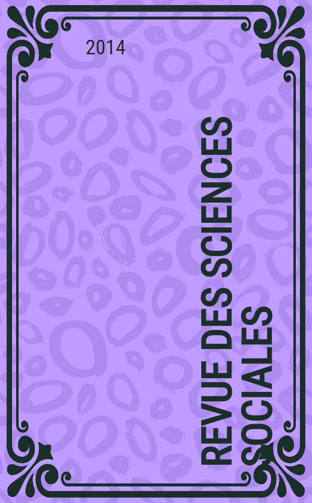 Revue des sciences sociales = Обзор Социальных науки