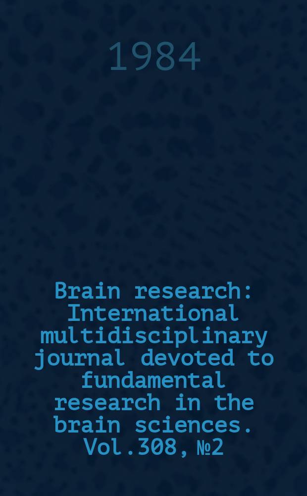 Brain research : International multidisciplinary journal devoted to fundamental research in the brain sciences. Vol.308, №2
