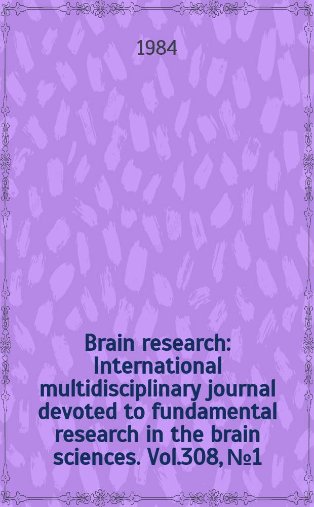 Brain research : International multidisciplinary journal devoted to fundamental research in the brain sciences. Vol.308, №1