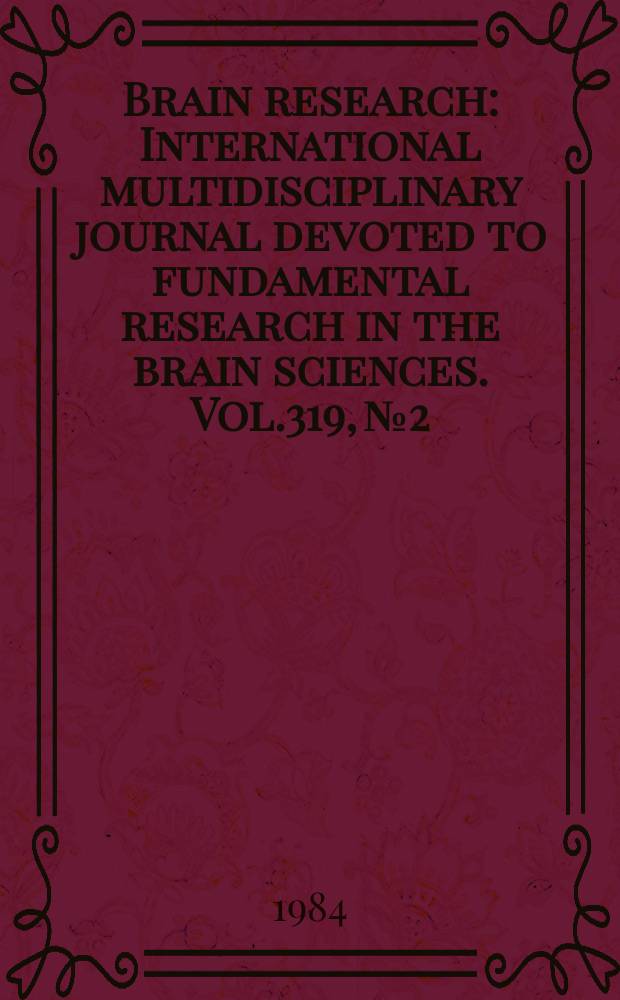 Brain research : International multidisciplinary journal devoted to fundamental research in the brain sciences. Vol.319, №2
