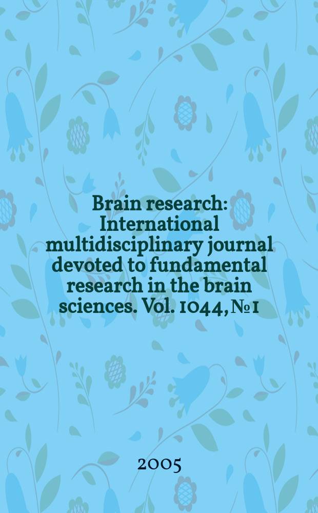 Brain research : International multidisciplinary journal devoted to fundamental research in the brain sciences. Vol. 1044, № 1