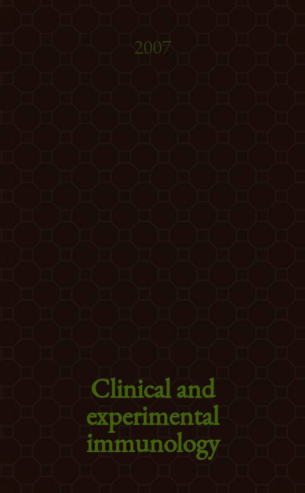 Clinical and experimental immunology : An official journal of the British soc. for immunology. Vol. 147, № 1