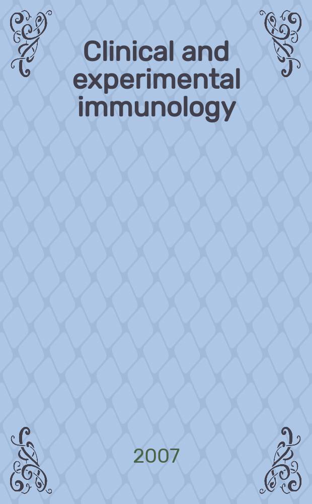 Clinical and experimental immunology : An official journal of the British soc. for immunology. Vol. 148, № 1