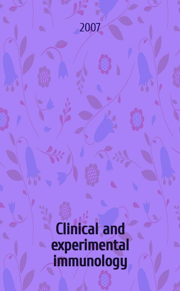 Clinical and experimental immunology : An official journal of the British soc. for immunology. Vol. 148, № 3