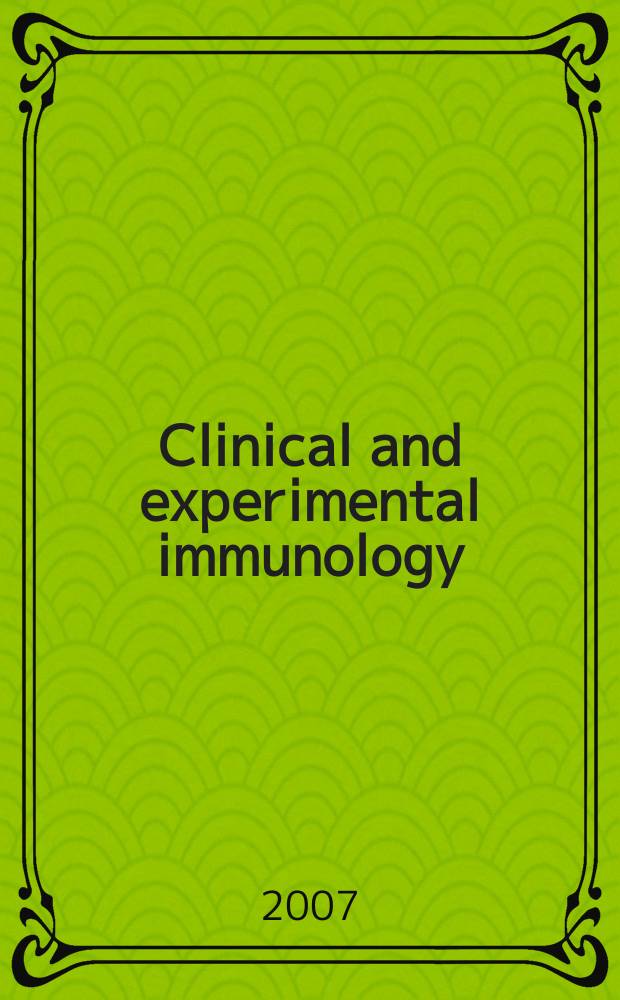 Clinical and experimental immunology : An official journal of the British soc. for immunology. Vol. 150, № 3