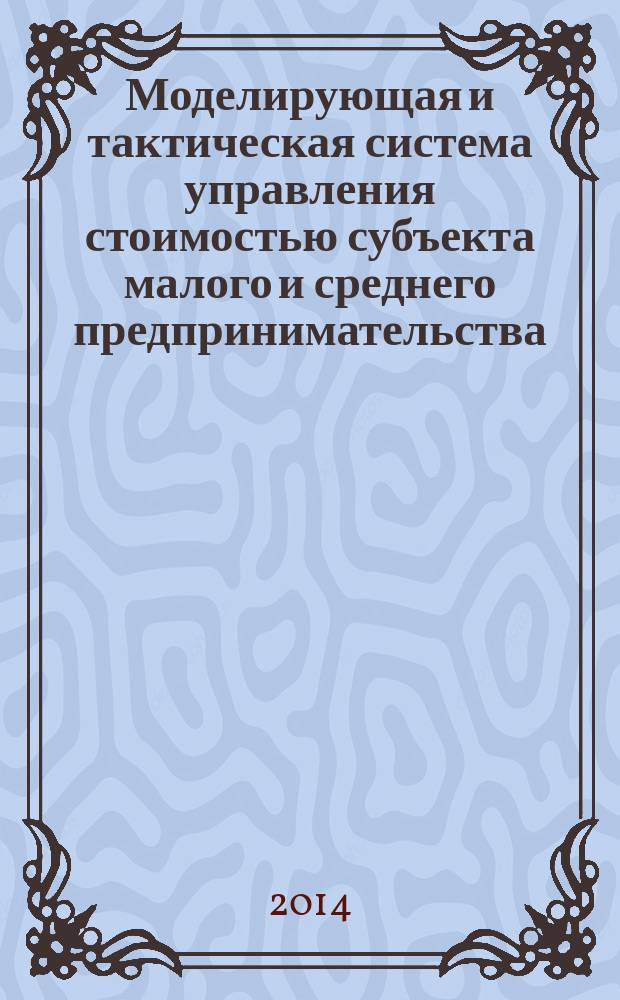 Моделирующая и тактическая система управления стоимостью субъекта малого и среднего предпринимательства