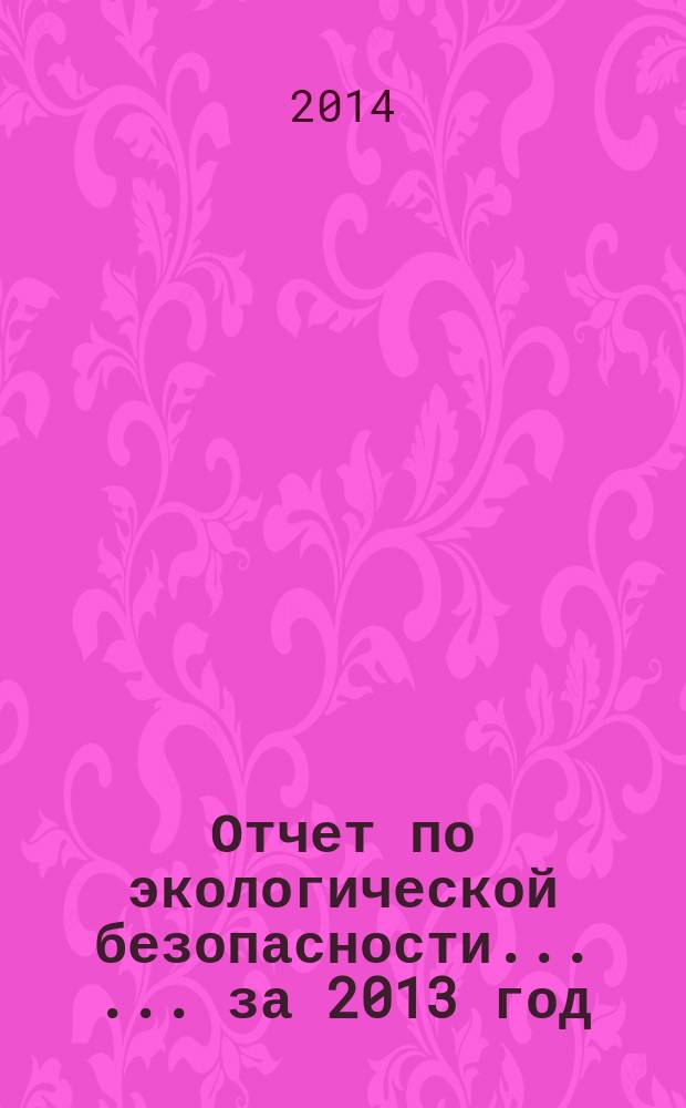 Отчет по экологической безопасности ... ... за 2013 год