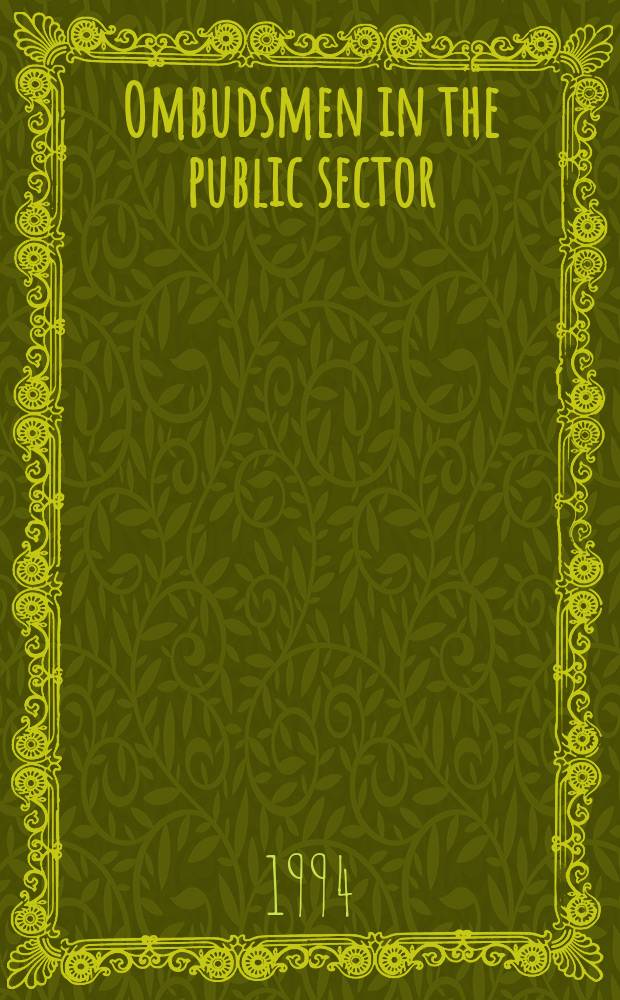 Ombudsmen in the public sector