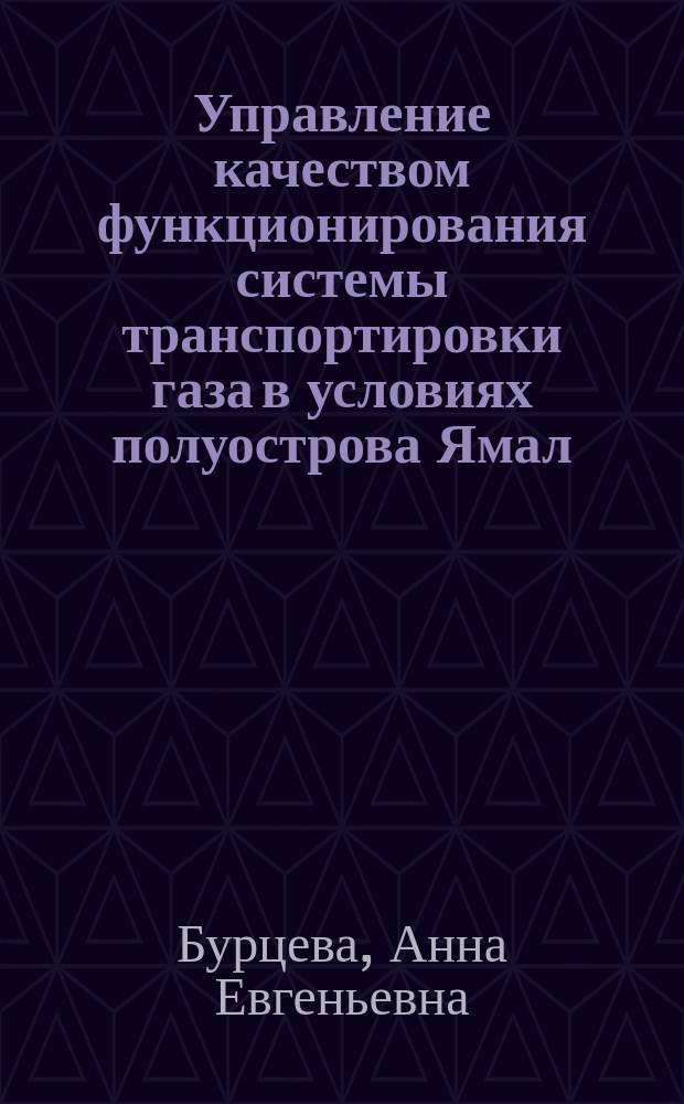 Управление качеством функционирования системы транспортировки газа в условиях полуострова Ямал : автореф. дис. на соиск. учен. степ. к.т.н. : специальность 05.02.23 <Стандартизация и управление качеством продукции>