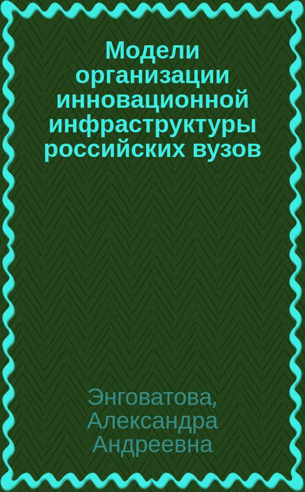 Модели организации инновационной инфраструктуры российских вузов : автореферат диссертации на соискание ученой степени кандидата экономических наук : специальность 08.00.05 <Экономика и управление народным хозяйством по отраслям и сферам деятельности>