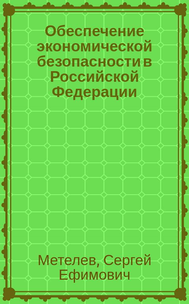 Обеспечение экономической безопасности в Российской Федерации : электронная монография