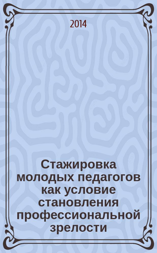Стажировка молодых педагогов как условие становления профессиональной зрелости : монография