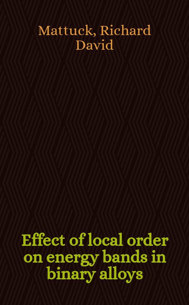 [Effect of local order on energy bands in binary alloys