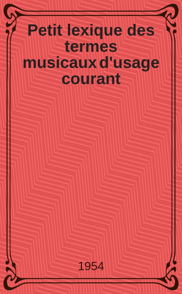 Petit lexique des termes musicaux d'usage courant