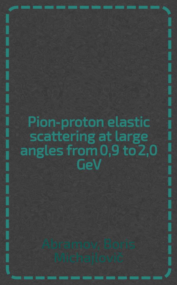 Pion-proton elastic scattering at large angles from 0,9 to 2,0 GeV/c
