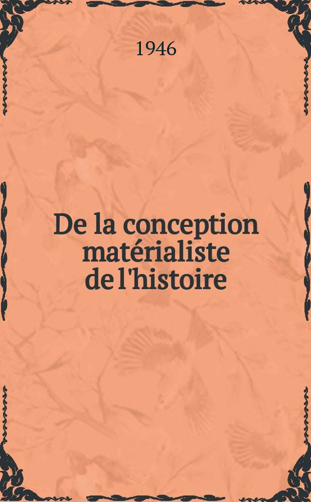 De la conception matérialiste de l'histoire