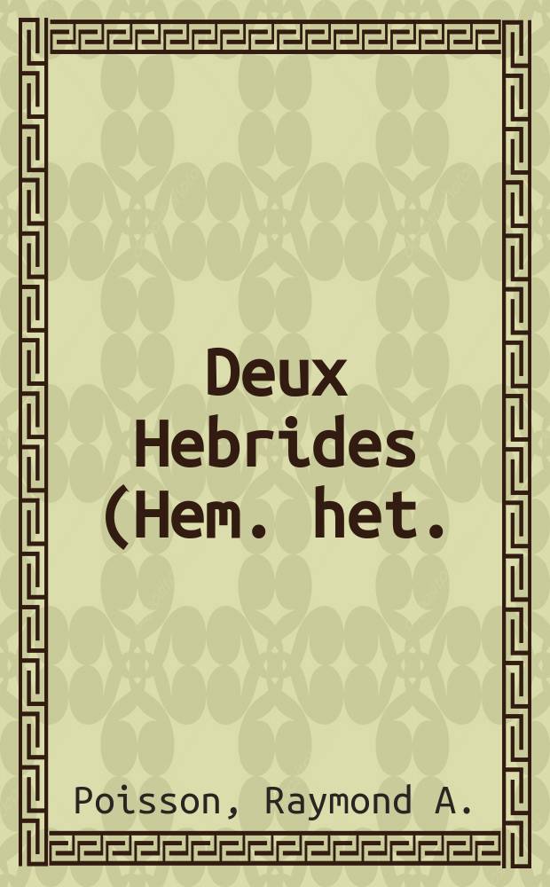 Deux Hebrides (Hem. het.) nouveaux des Canaries