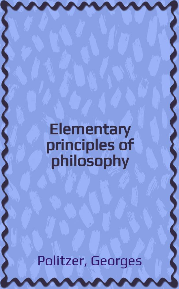Elementary principles of philosophy