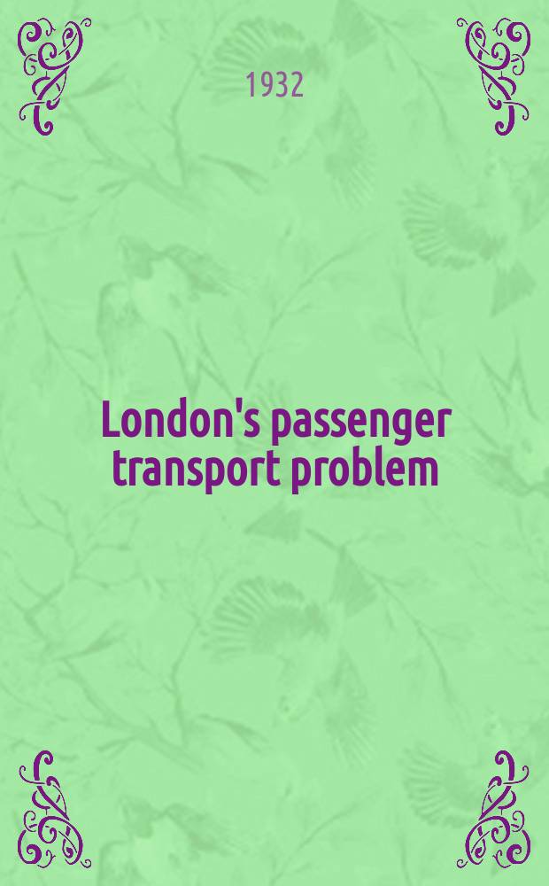 London's passenger transport problem