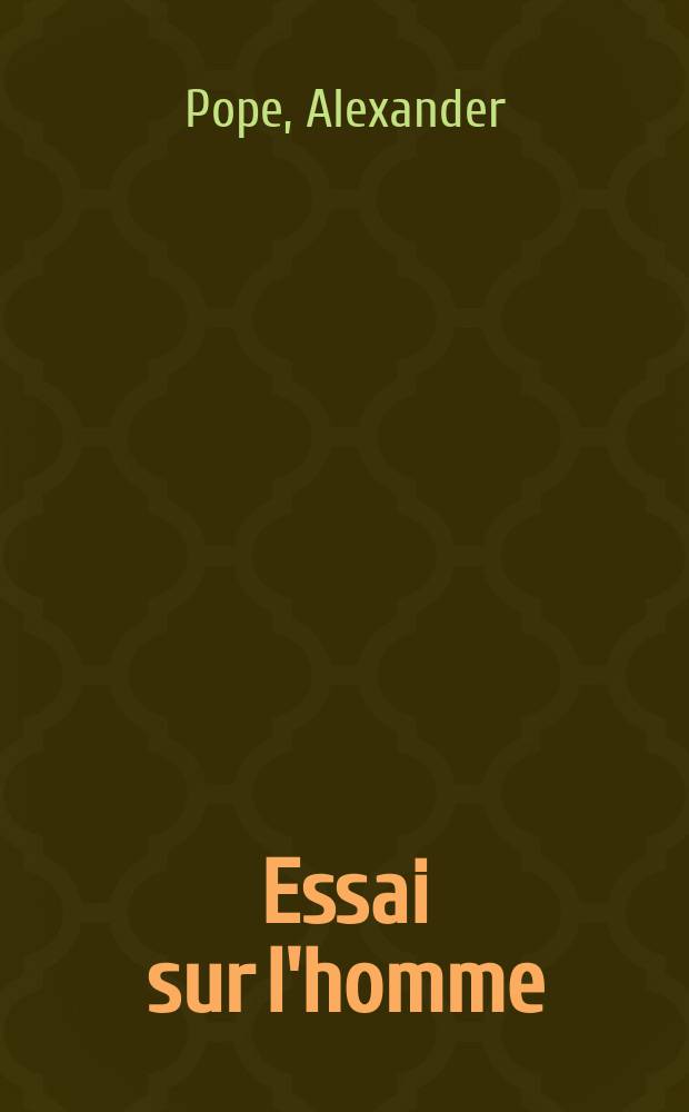 Essai sur l'homme