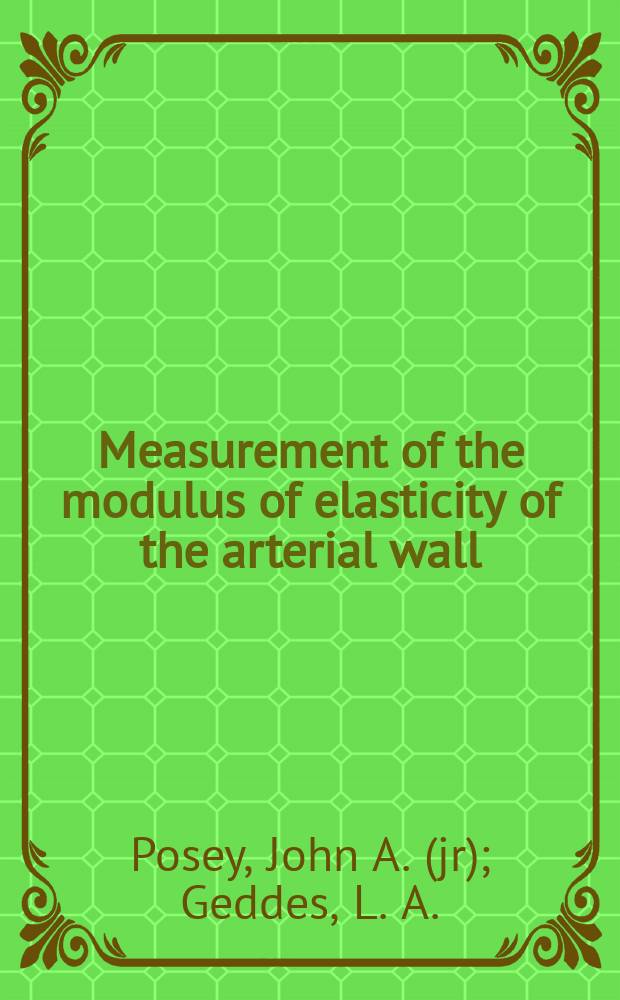 Measurement of the modulus of elasticity of the arterial wall