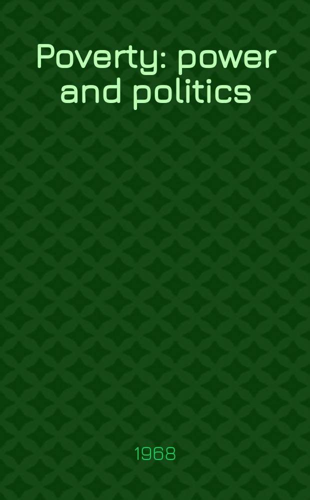 Poverty: power and politics