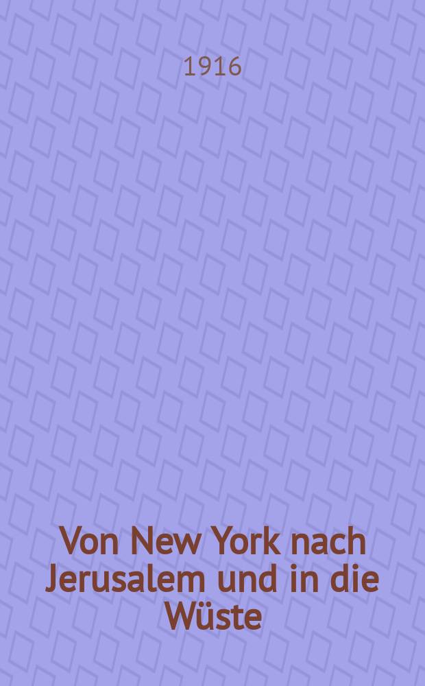 Von New York nach Jerusalem und in die Wüste