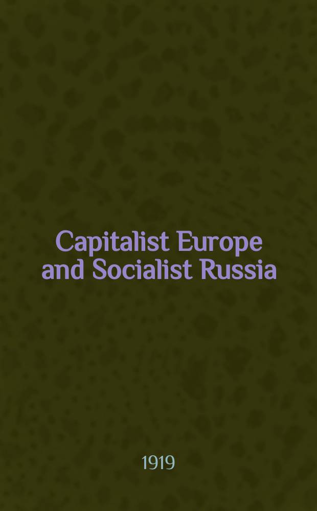 Capitalist Europe and Socialist Russia