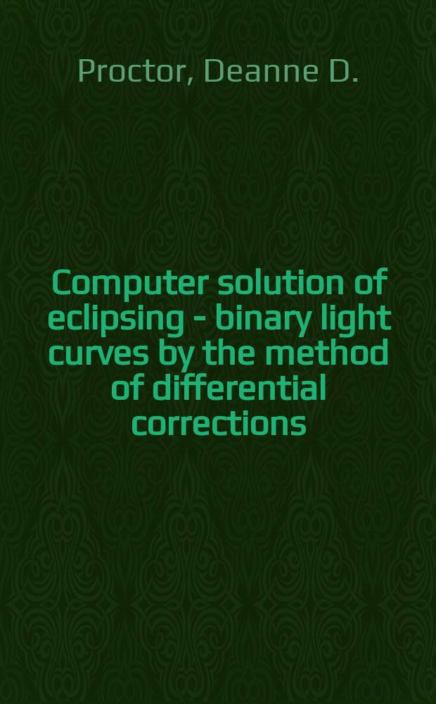 Computer solution of eclipsing - binary light curves by the method of differential corrections